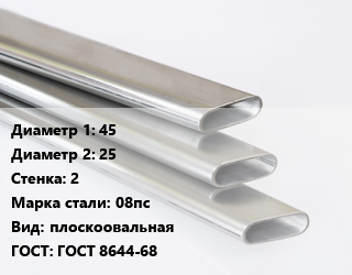 Труба плоскоовальная 45х25 s=2 Сталь: 08пс плоскоовальная ГОСТ: ГОСТ 8644-68, оцинкованная цена от 62550 Тг / т, где купить, условия доставки в Семее и Абайской области
